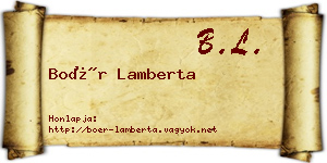 Boér Lamberta névjegykártya